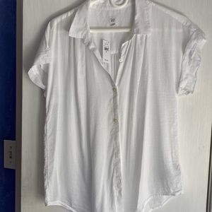 Short sleeve white summer blouse